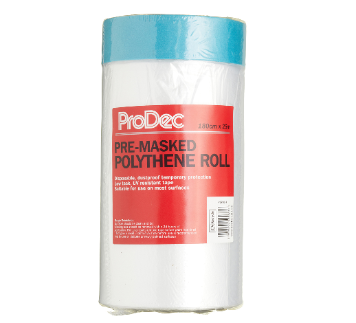 ProDec Pre-Masked Poly Roll - 180cm x 25m